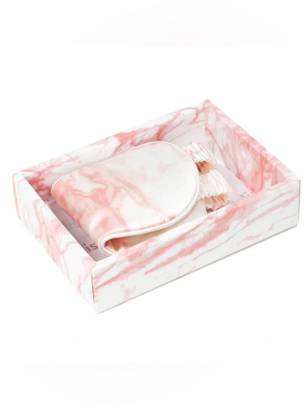 BLISSY 100% MULBERRY SILK SLEEP MASK Rose White Marble w/Pouch NEW/SEALED BOX!